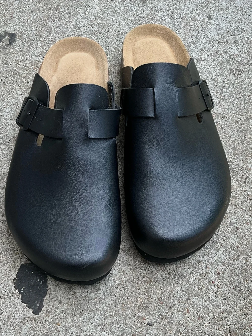 Men's Black Cushioned Slip-On Clog with Adjustable Buckle